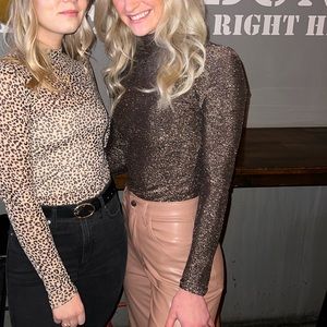 Glitter knit mock neck top